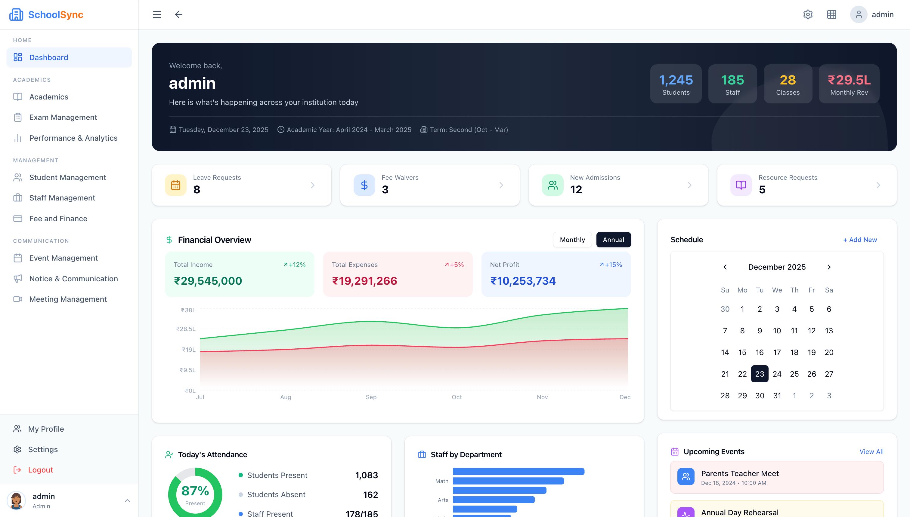 SchoolSync Admin Dashboard